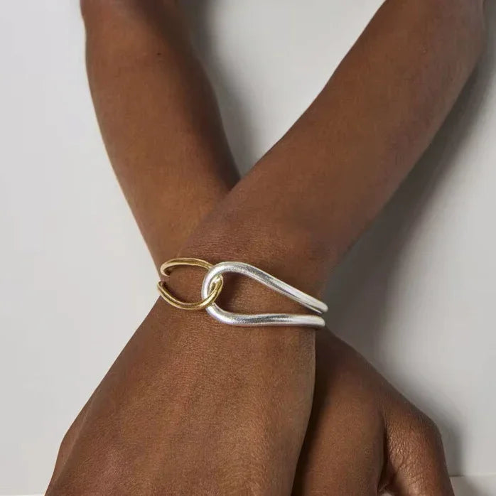 Bracelet jonc bicolore en or Noria