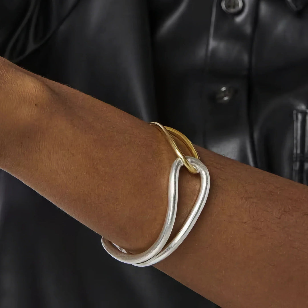 Bracelet jonc bicolore en or Noria