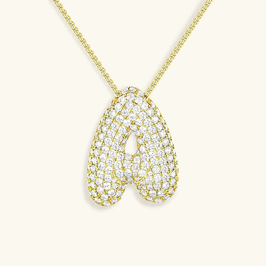 Bubble Initial Diamant Halskette