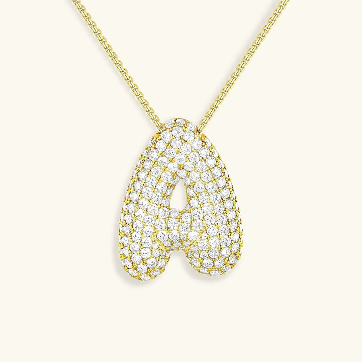 Bubble Initial Diamant Halskette
