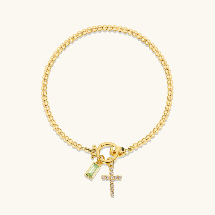 Amalia Birthstone Cross Bracelet