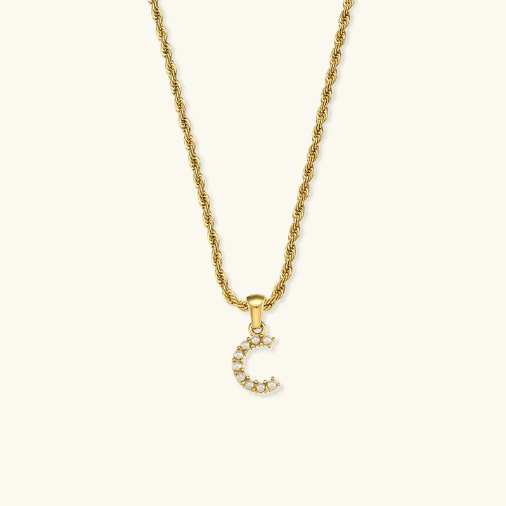 Elodie Initial Letter Pearl Necklace
