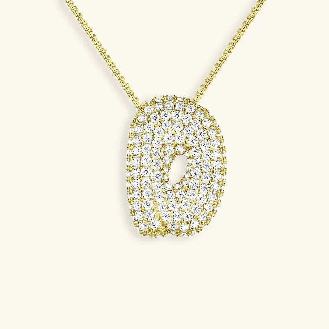 Bubble Initial Diamant Halskette