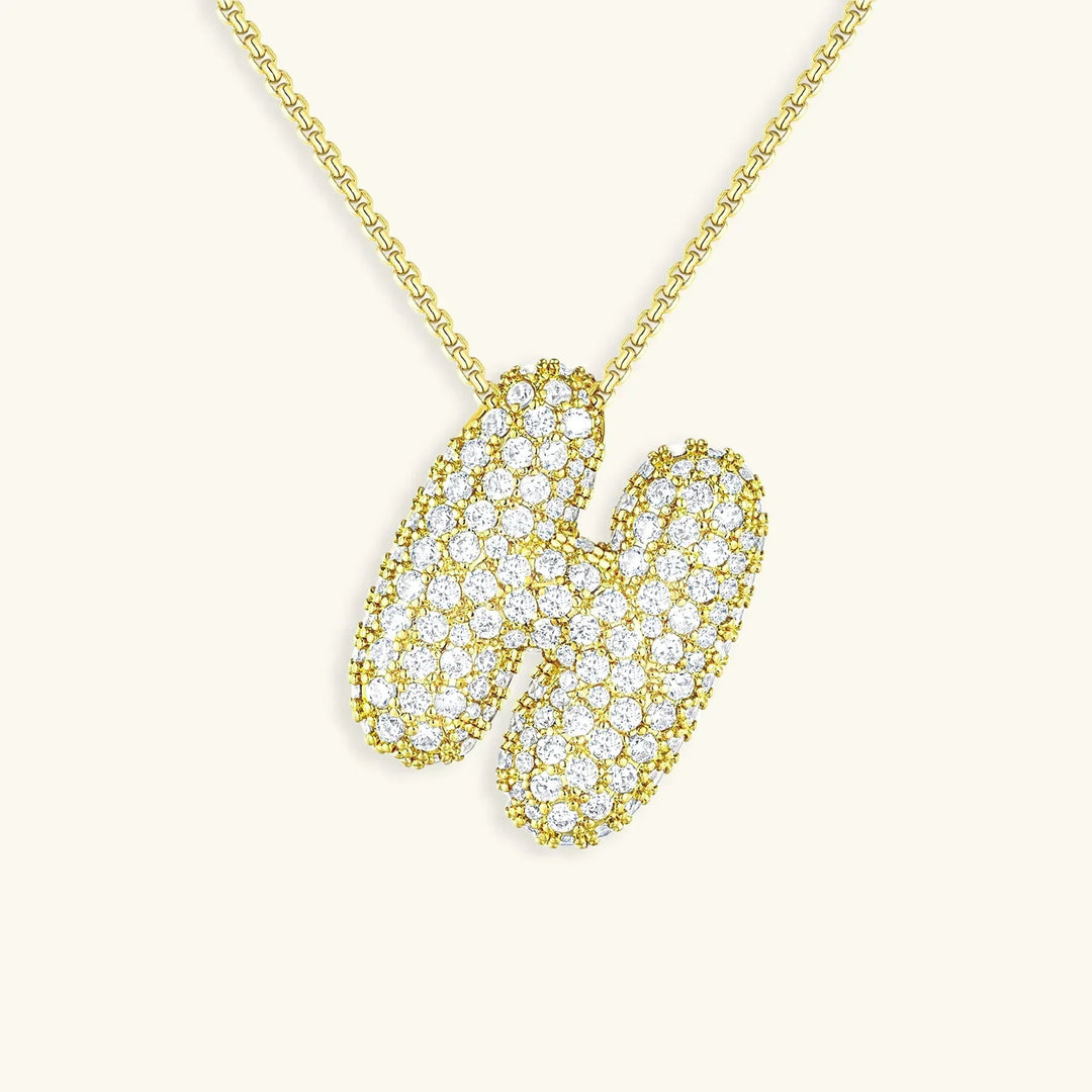 Bubble Initial Diamant Halskette