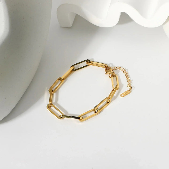 Bracelet chaîne trombone en or Asta