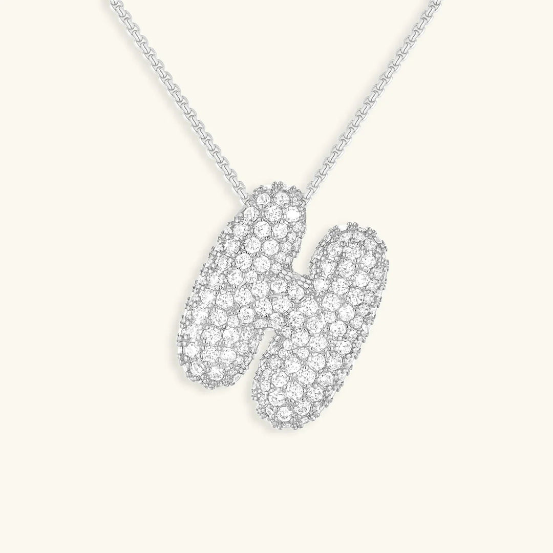 Bubble Initial Diamant Halskette