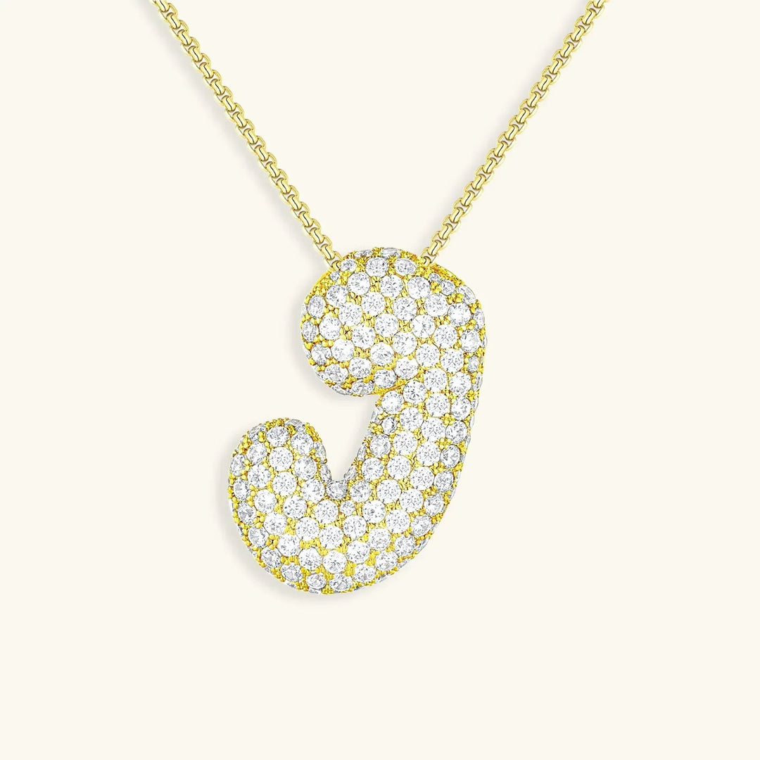 Bubble Initial Diamant Halskette