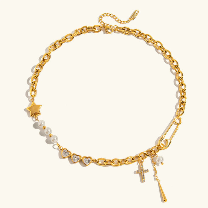 Zeraphine Diamant-Perlen-Goldkette