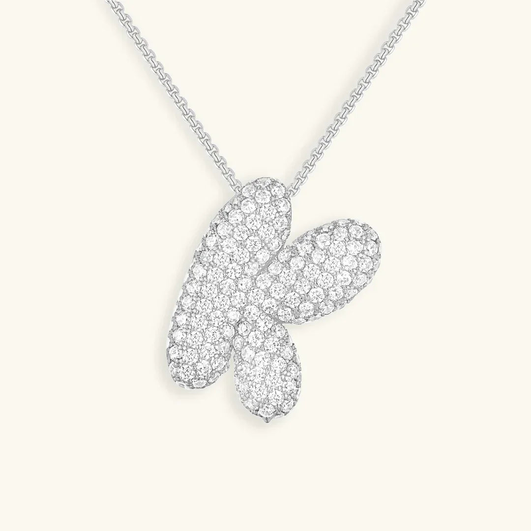 Bubble Initial Diamant Halskette