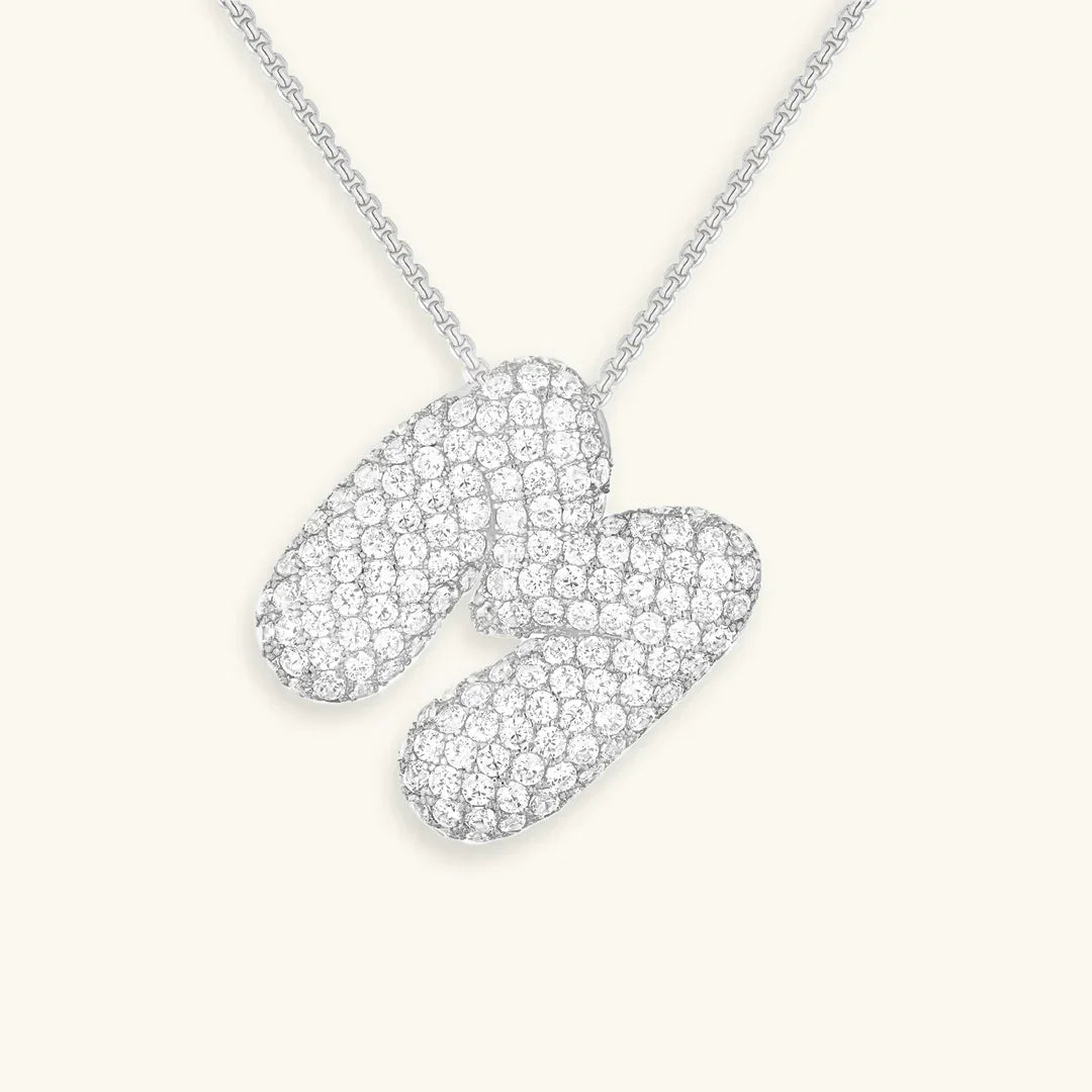 Bubble Initial Diamant Halskette