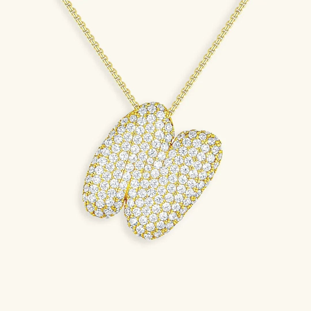 Bubble Initial Diamant Halskette