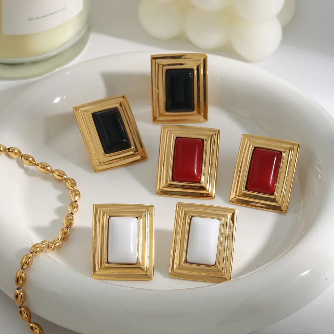Sybil Gold Emaille Ohrringe