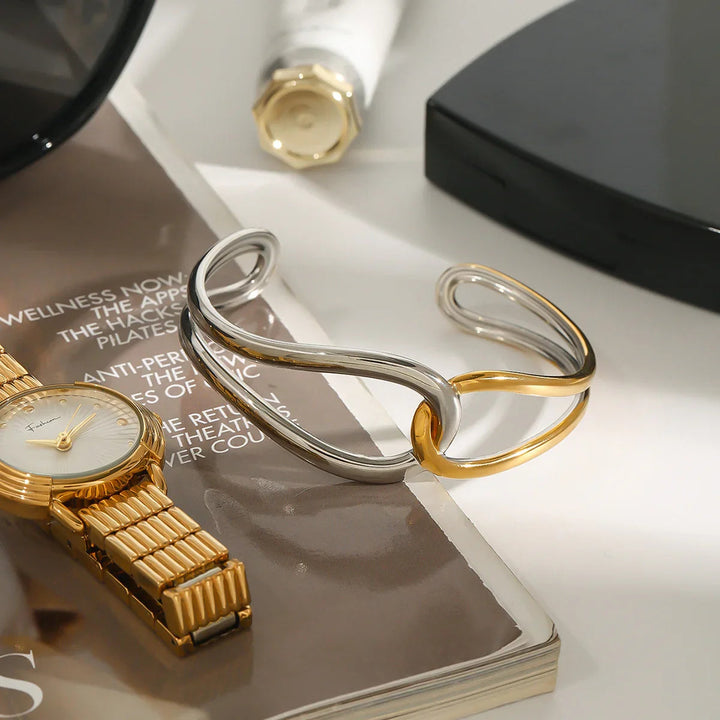 Bracelet jonc bicolore en or Noria