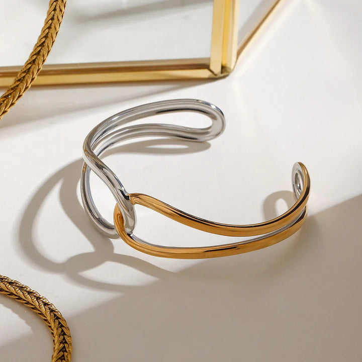 Bracelet jonc bicolore en or Noria