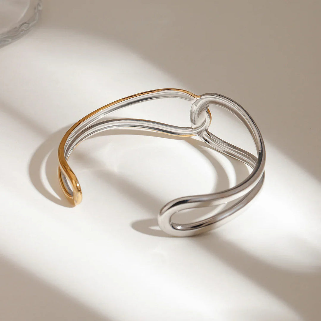 Bracelet jonc bicolore en or Noria