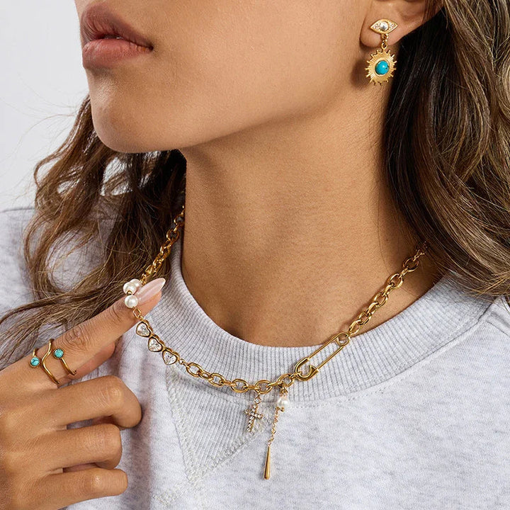 Zeraphine Diamant-Perlen-Goldkette