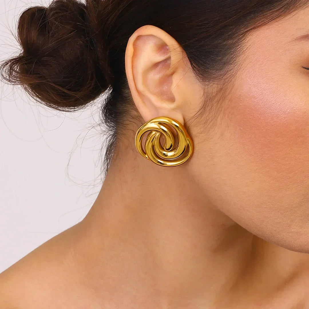 Janice Dreifach-Spiral-Goldohrringe