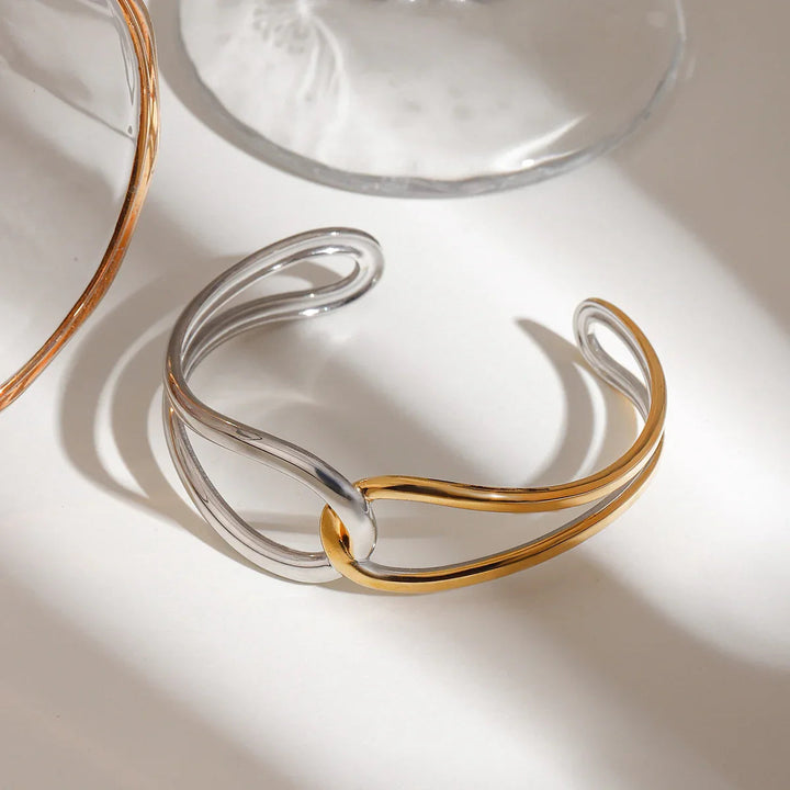 Bracelet jonc bicolore en or Noria