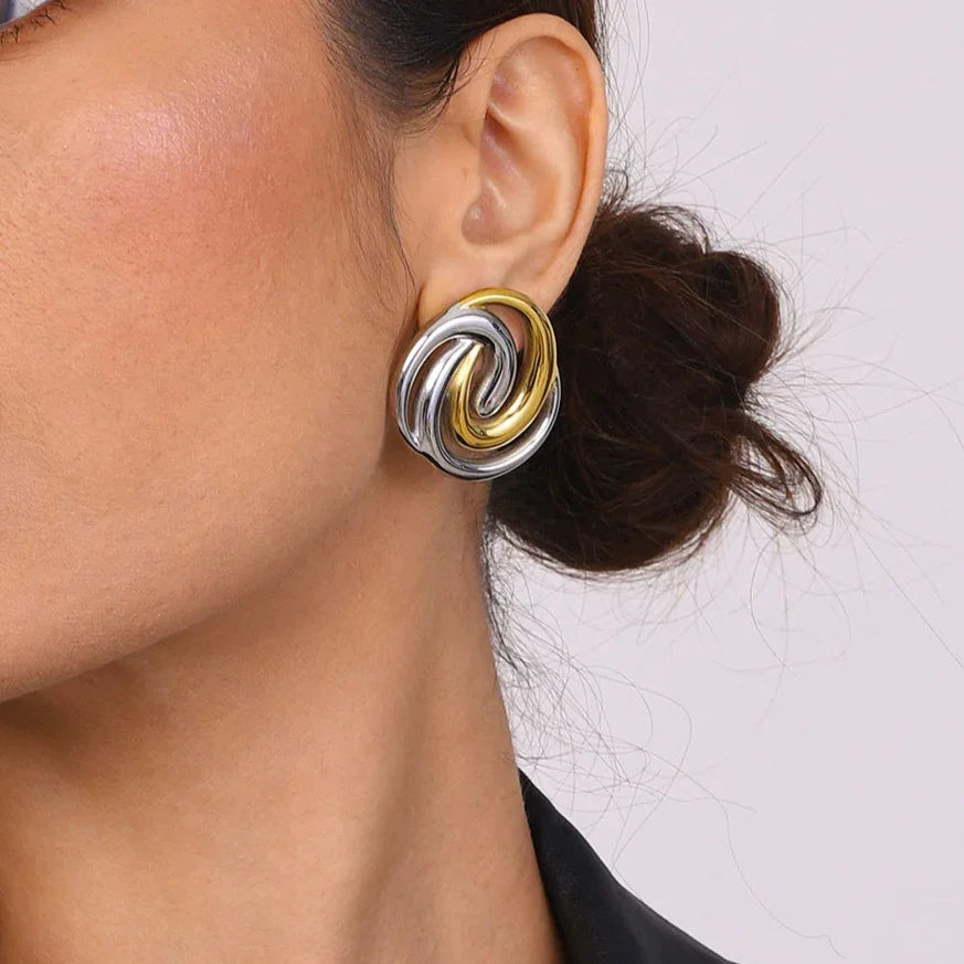 Janice Dreifach-Spiral-Goldohrringe