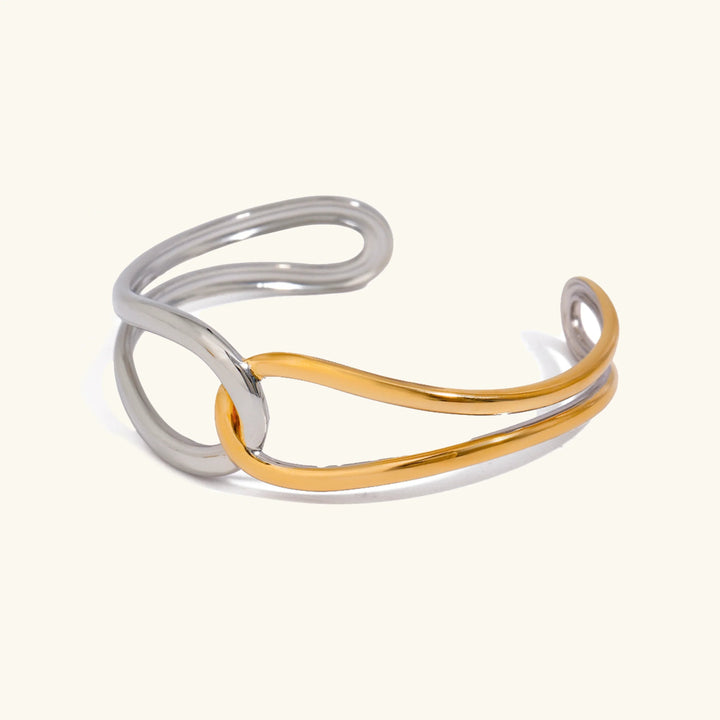 Bracelet jonc bicolore en or Noria