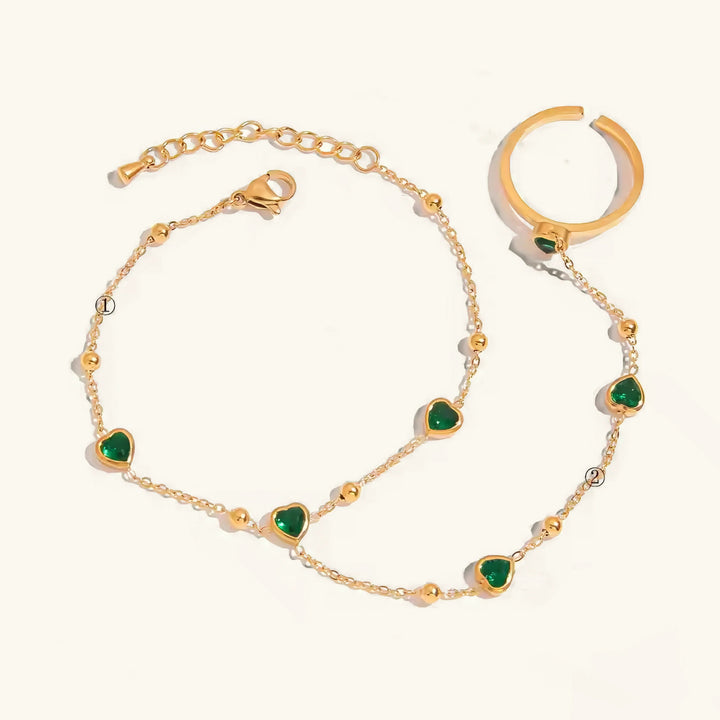 Gladys Smaragd-Herz-Handkette