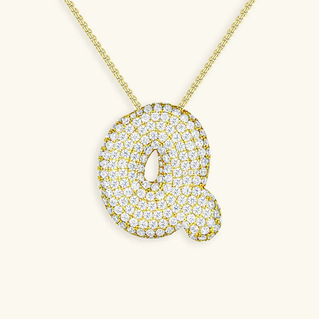 Bubble Initial Diamant Halskette