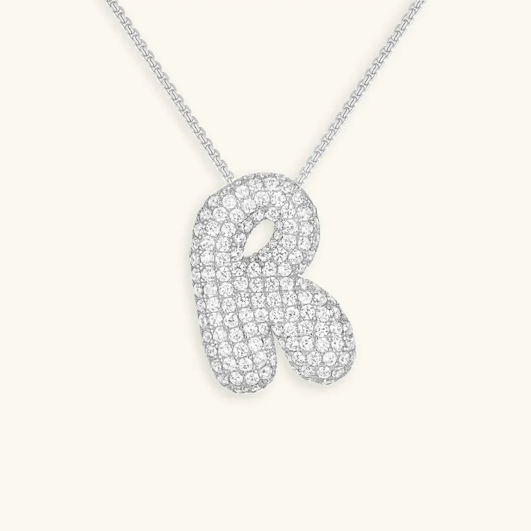 Bubble Initial Diamant Halskette
