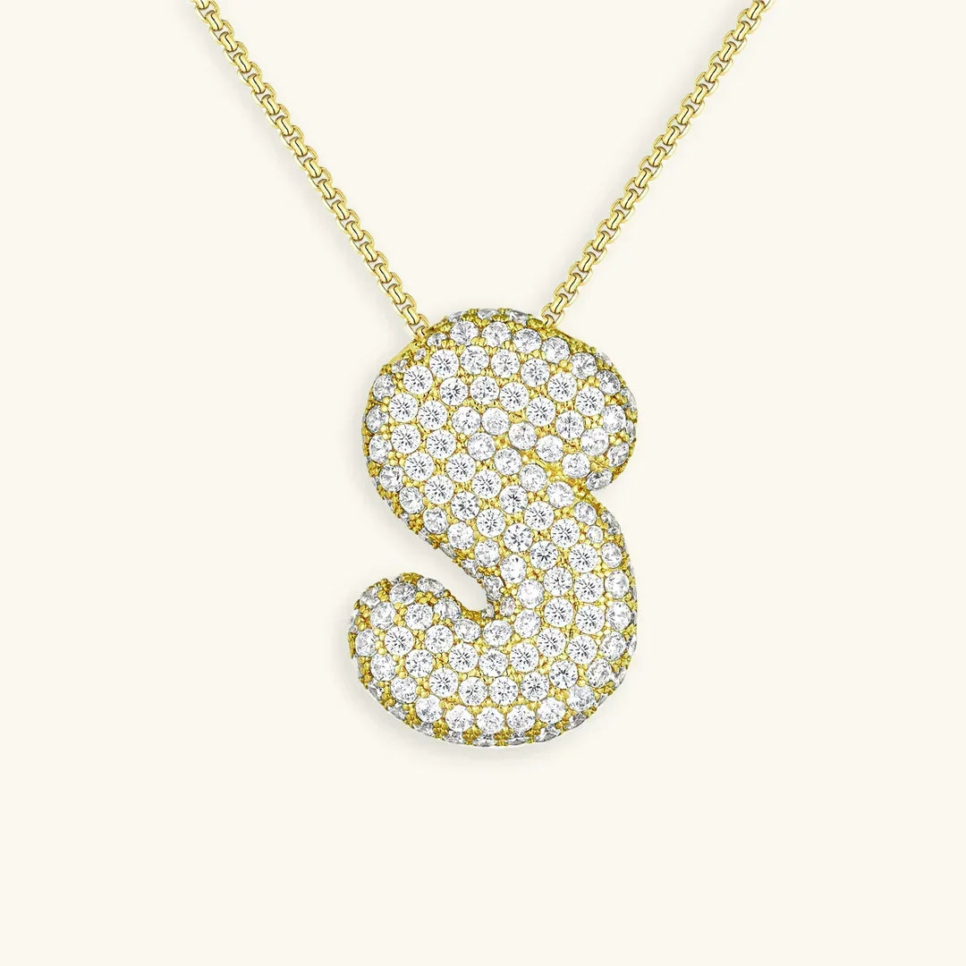 Bubble Initial Diamant Halskette