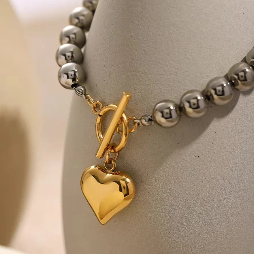 Alicia Chunky Bead Heart Bracelet