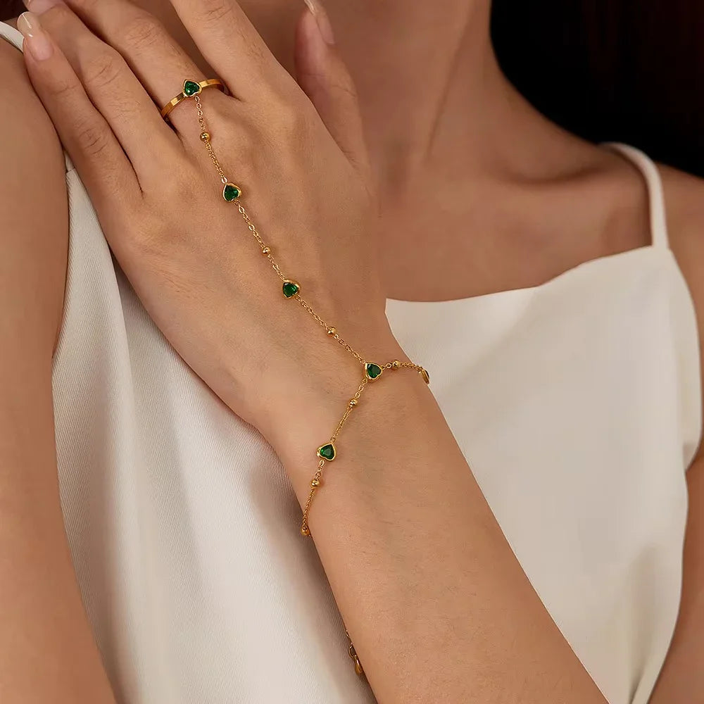 Gladys Smaragd-Herz-Handkette