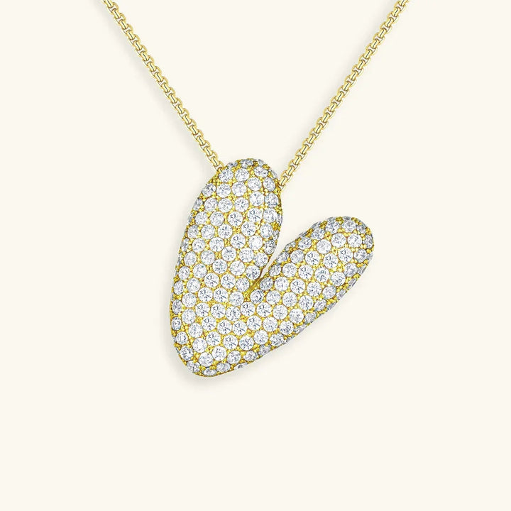 Bubble Initial Diamant Halskette