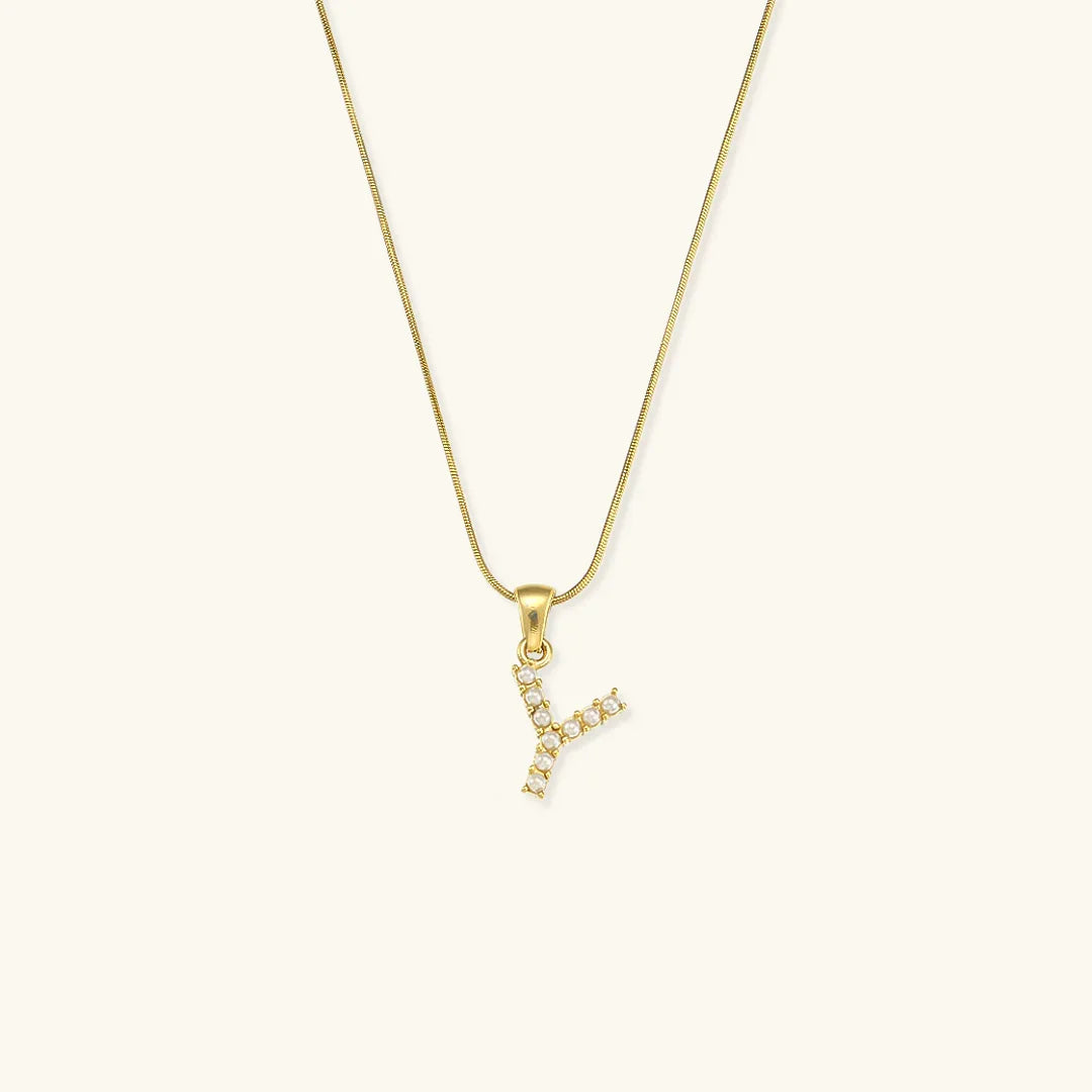 Augustine Initial Letter Pearl Necklace