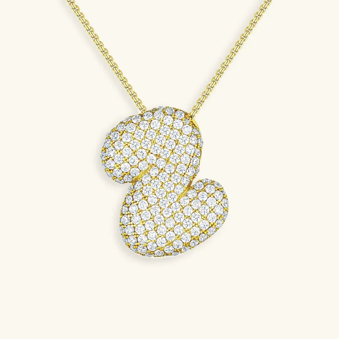 Bubble Initial Diamant Halskette