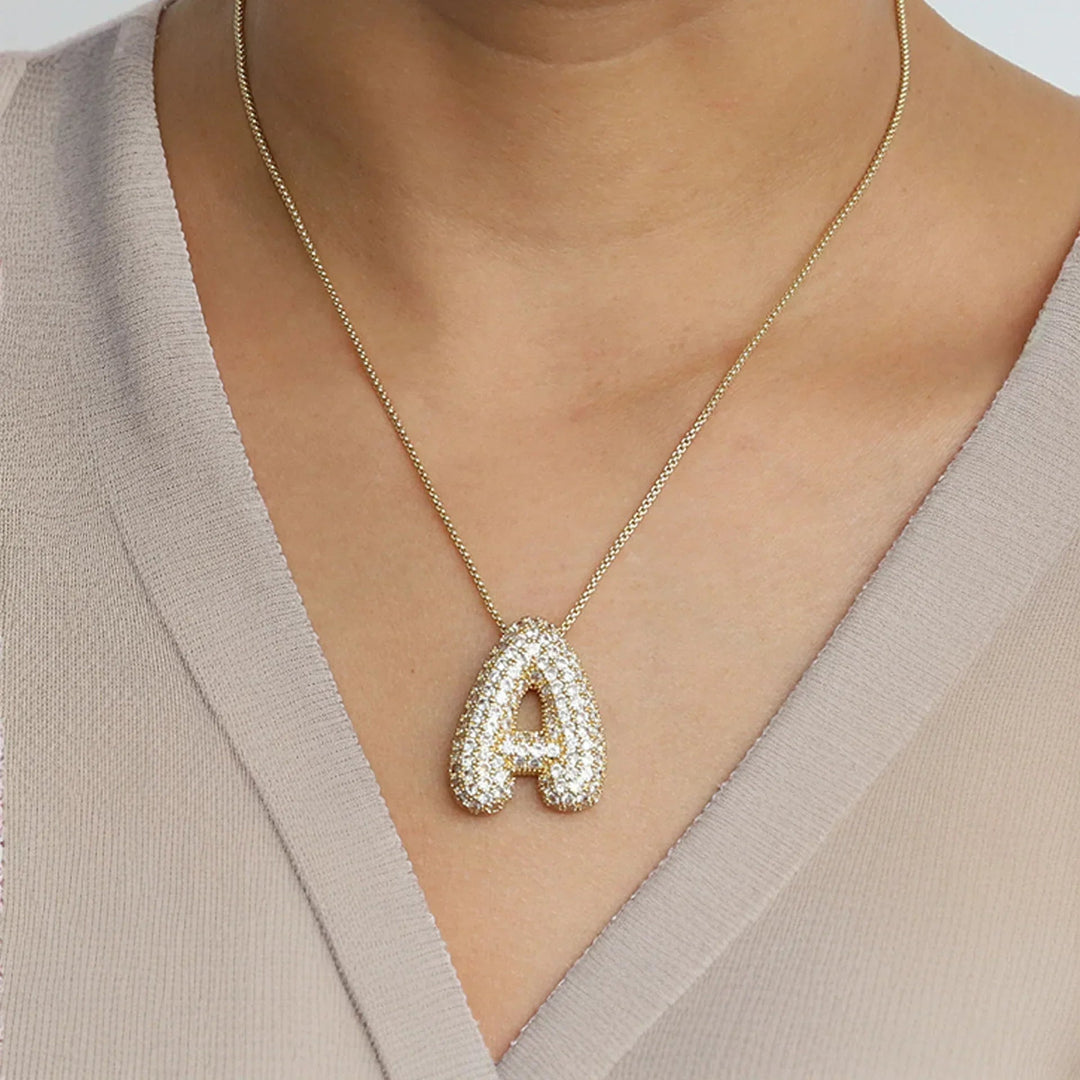 Bubble Initial Diamant Halskette