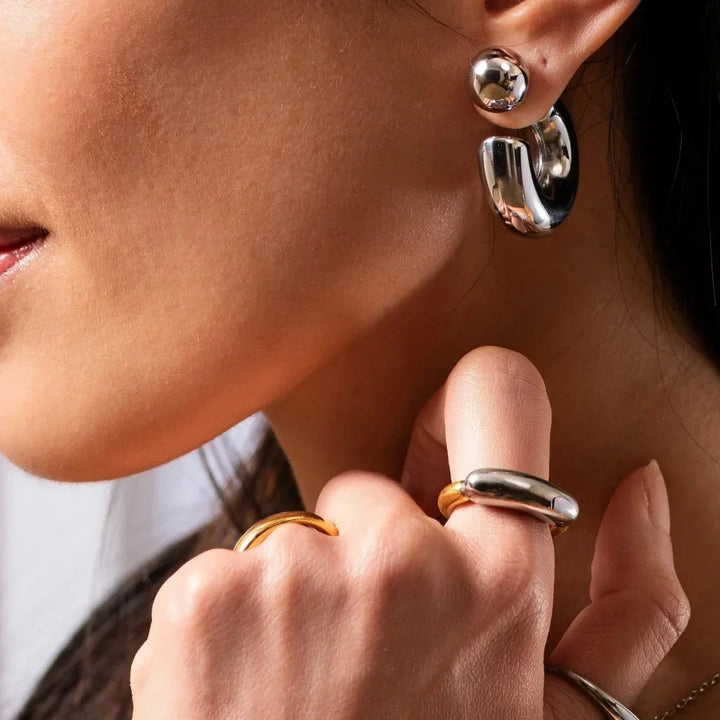 Zweifarbiger Goldring „Seren“