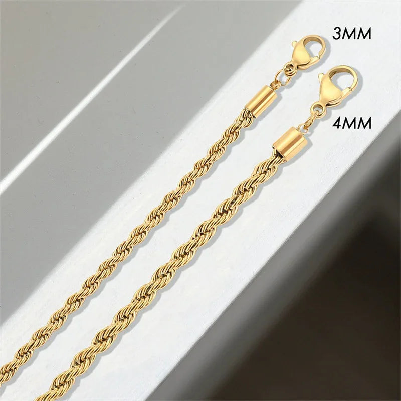 Collier en or avec chaîne en corde Bianca