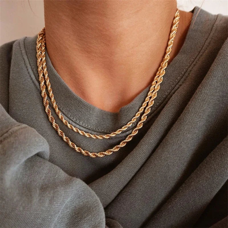 Collier en or avec chaîne en corde Bianca