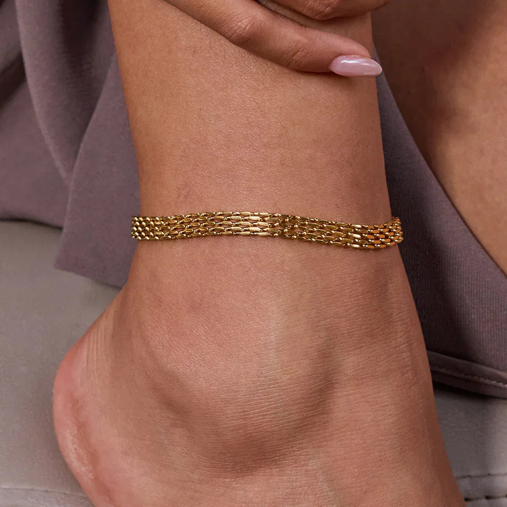 Avelie Mesh Chain Gold Anklet