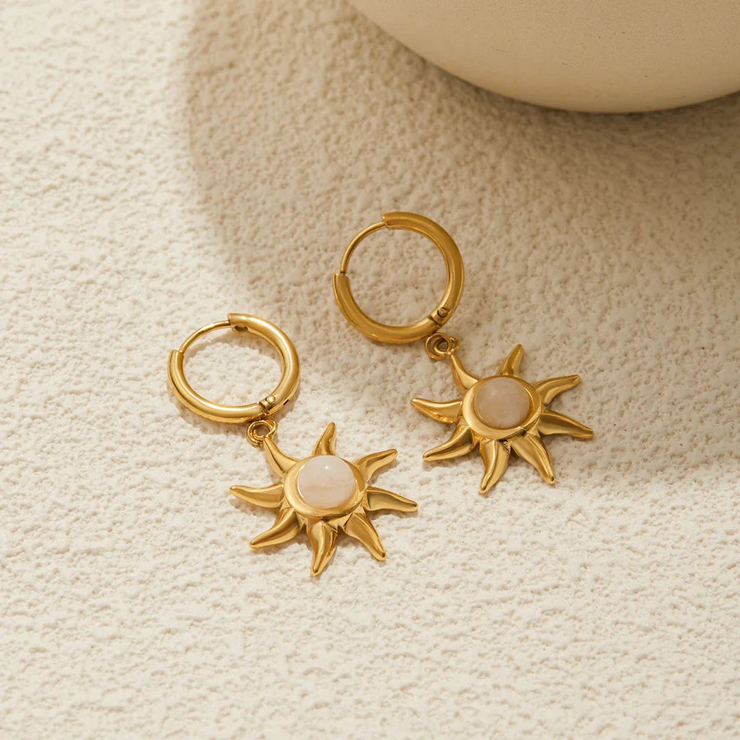 Helia sonnenförmige Mondsteinohrringe