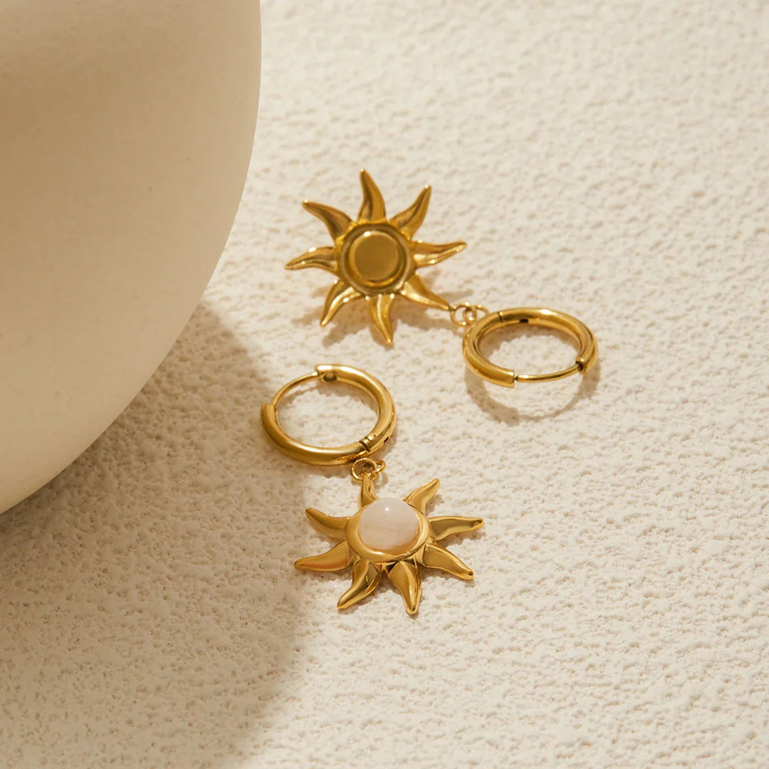 Helia sonnenförmige Mondsteinohrringe