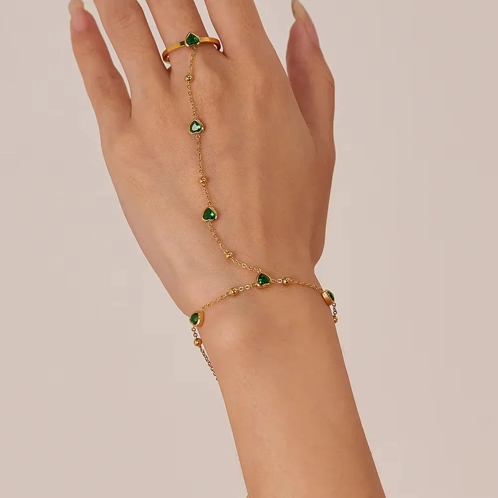 Gladys Smaragd-Herz-Handkette