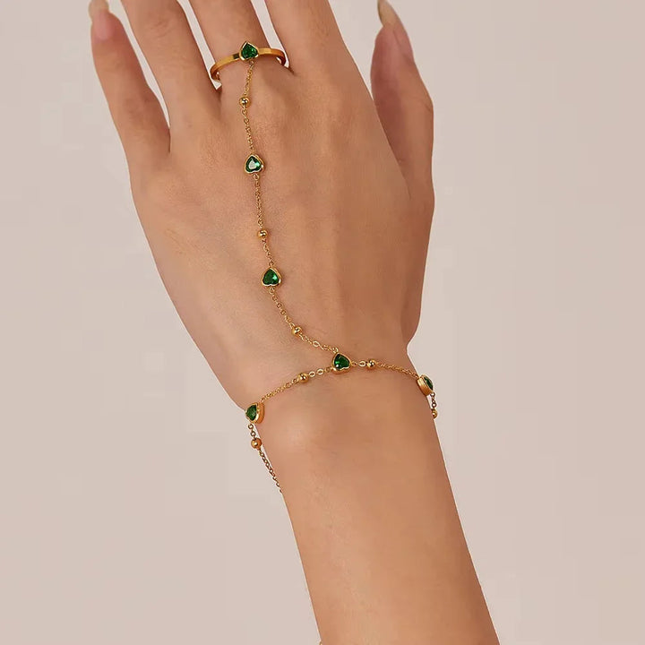 Gladys Smaragd-Herz-Handkette