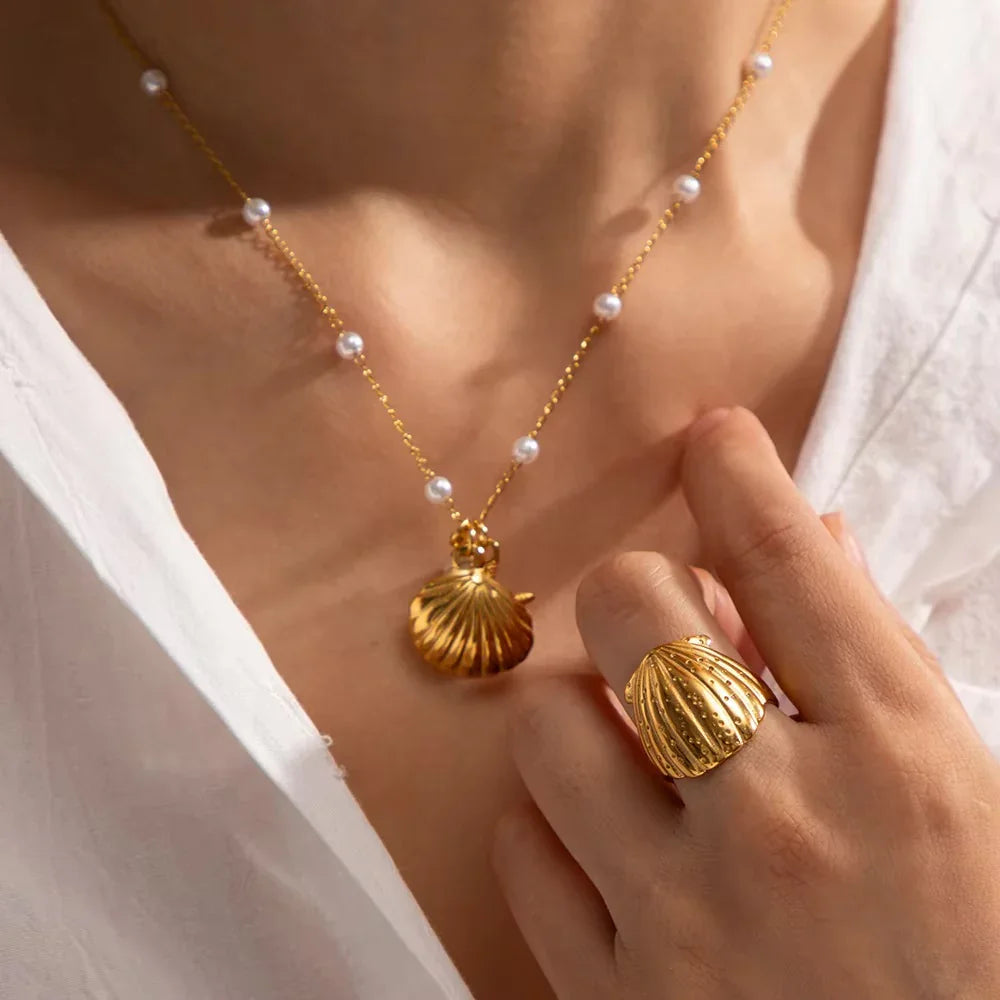 Aloha Gold Muschelring
