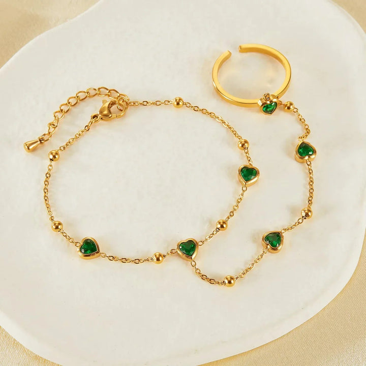 Gladys Smaragd-Herz-Handkette