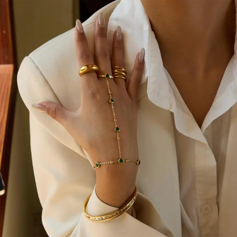 Gladys Smaragd-Herz-Handkette